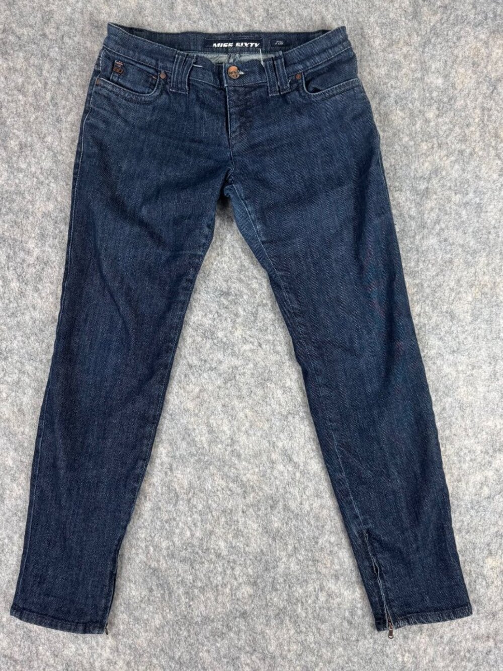 Miss Sixty Jeans Sz 31 Dark Wash Ankle Zip Low Rise